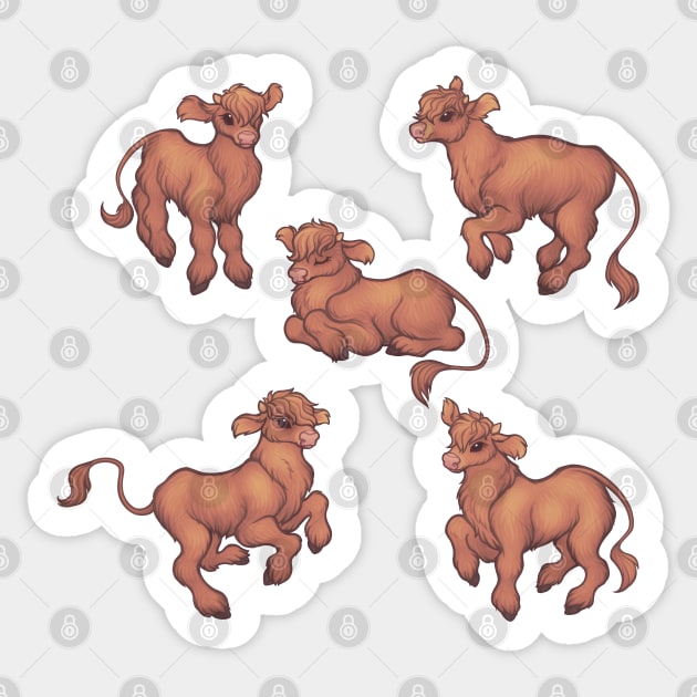 Highland Calves Sticker by DoomedDreamer